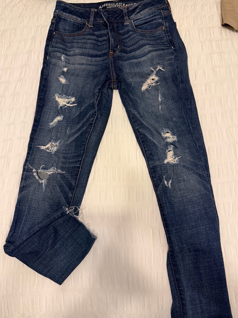 American Eagle Outfitters Distressed Dark Blue Boyfriend Jeans